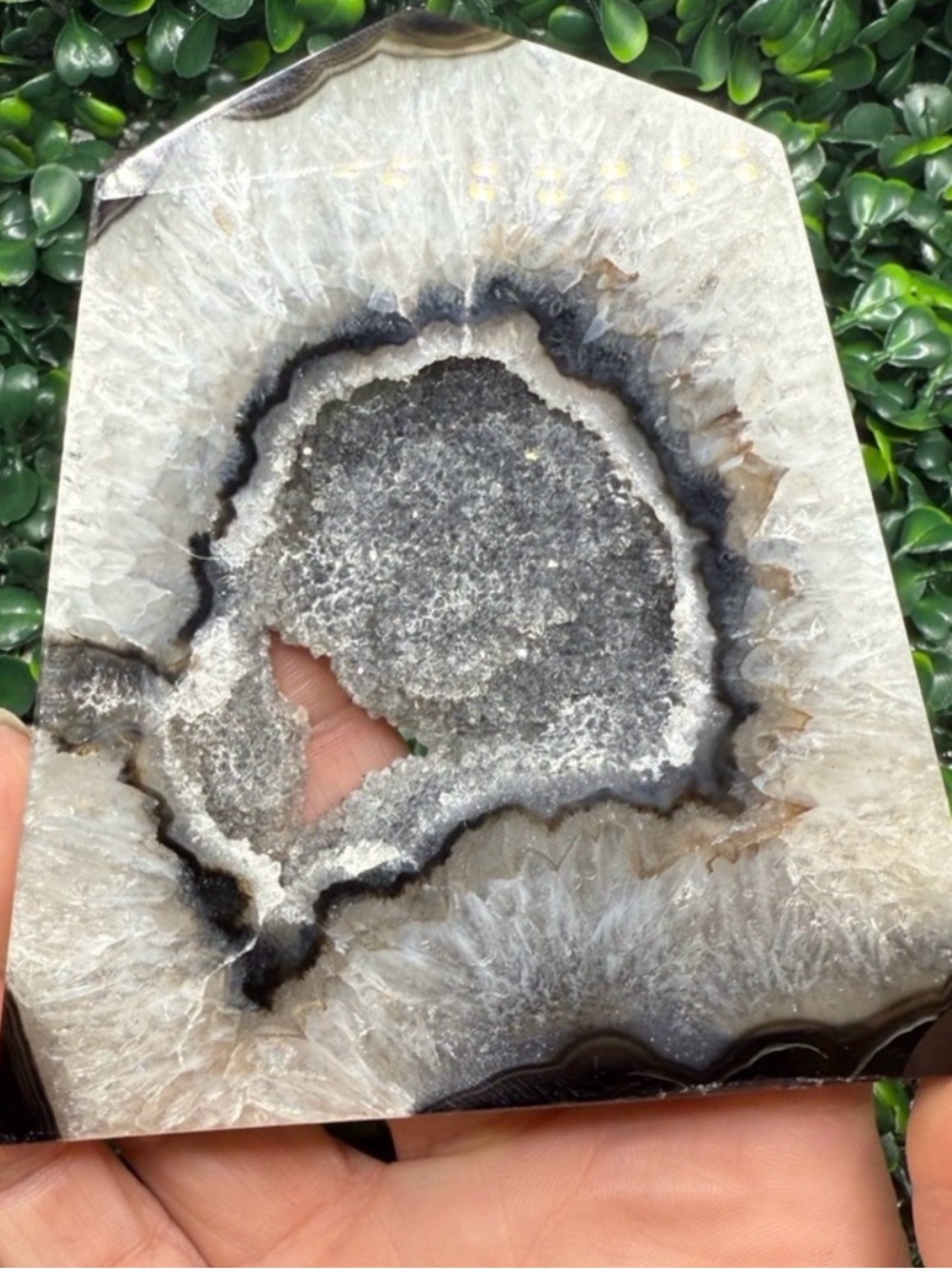Polished Druzy Black Sardonyx Slab